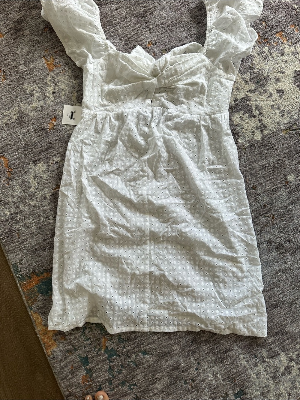 Organic cotton White Eyelet Ruffle Strap Kids Dress